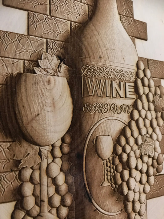 Wine Bottle Engraved Wall Art